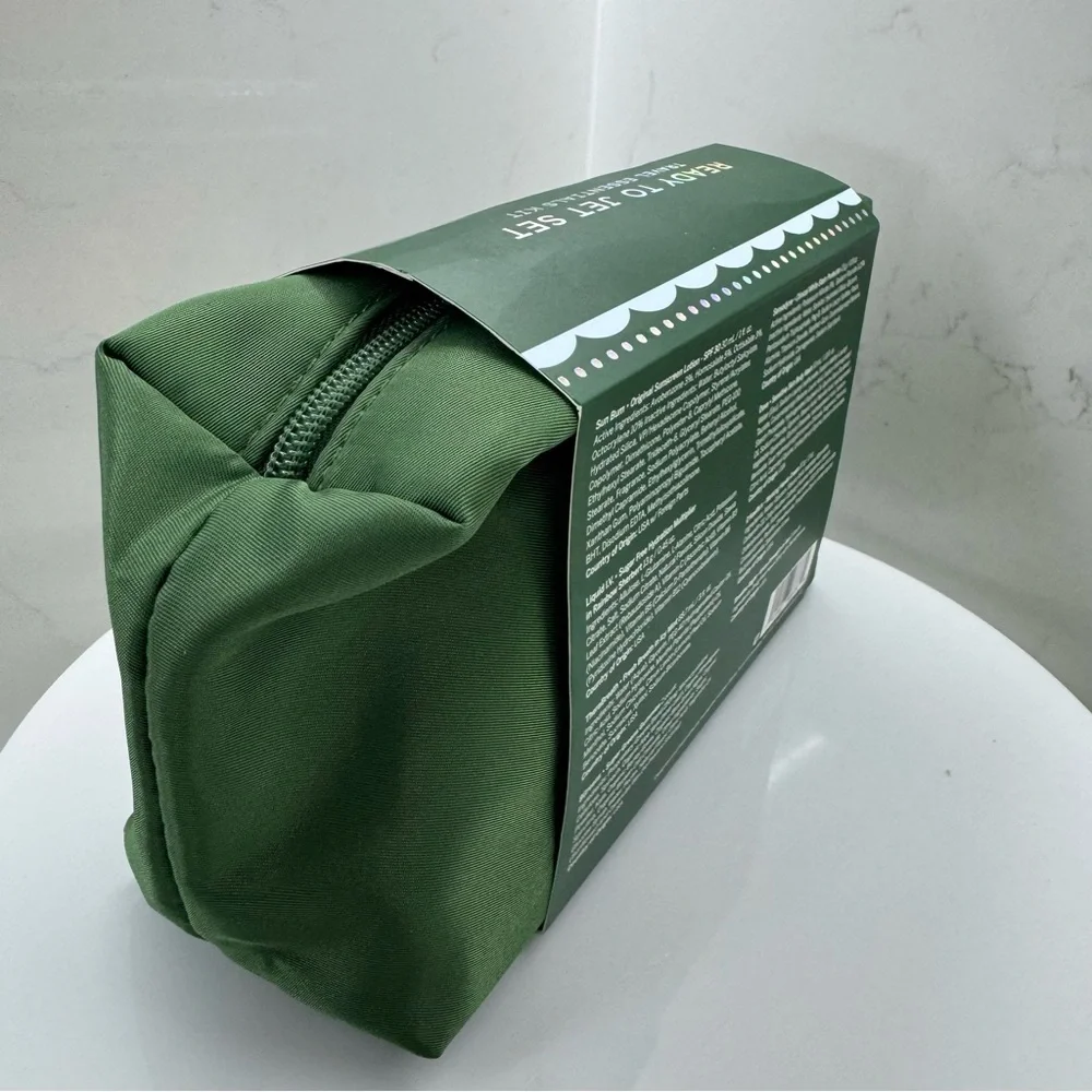 New! Ready To Jet Set Travel Essentials Kit Green Carry Case- Set